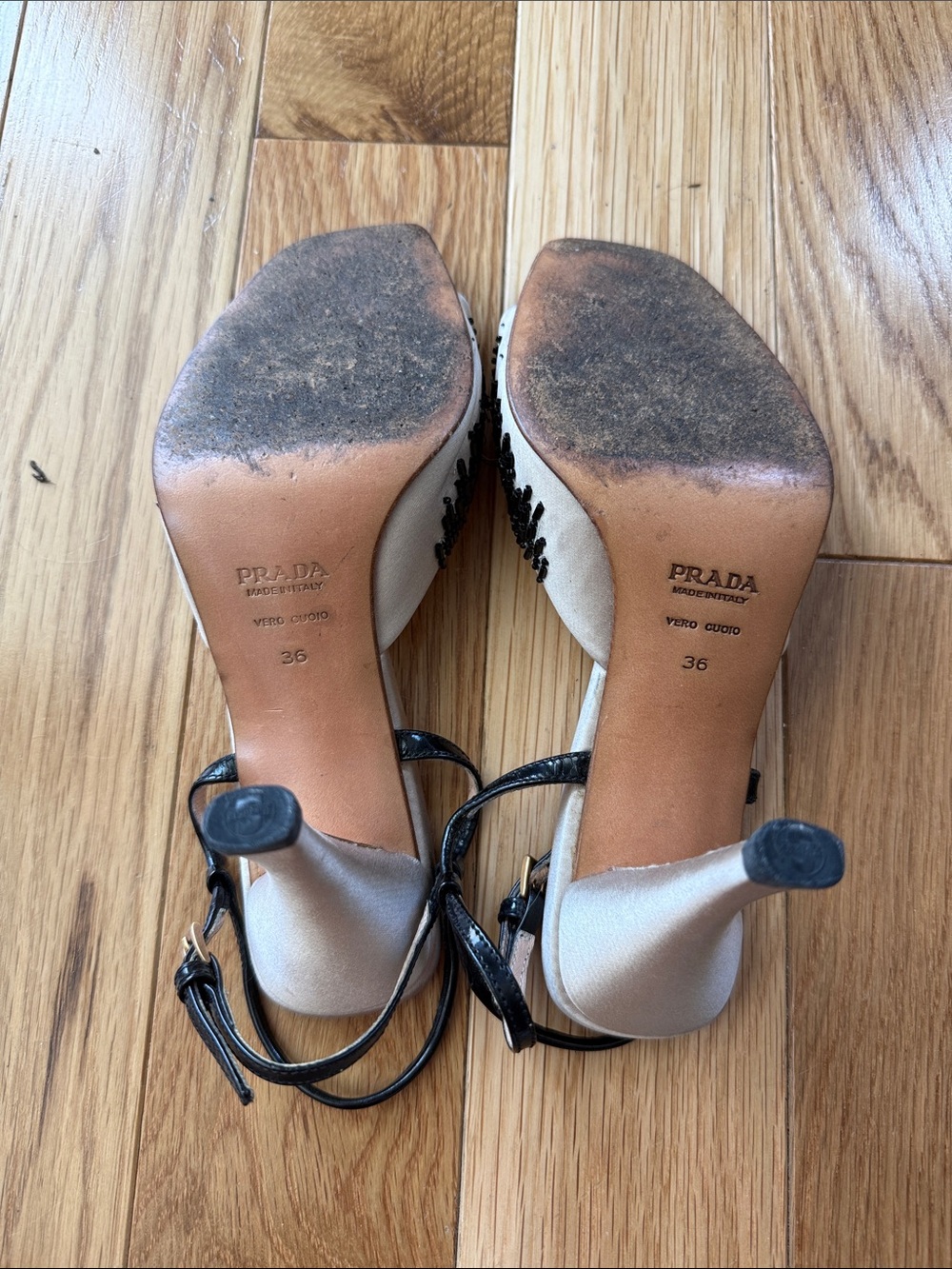 Vintage Prada Beaded Silk Heels - Picture 7 of 8